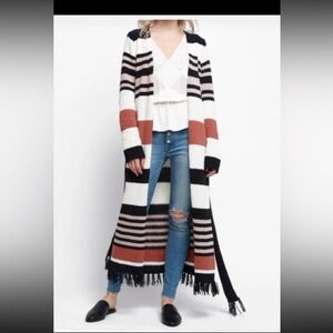 Moon River Women's Color Block striped Duster Long Chenille Sweater 
Size XS